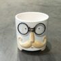 Cache-pot en Céramique avec Moustache et Lunettes