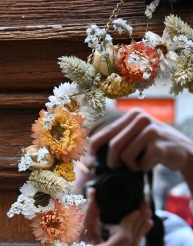 Miroir Rond Fleurs Séchées Orange ∅20 cm alternative