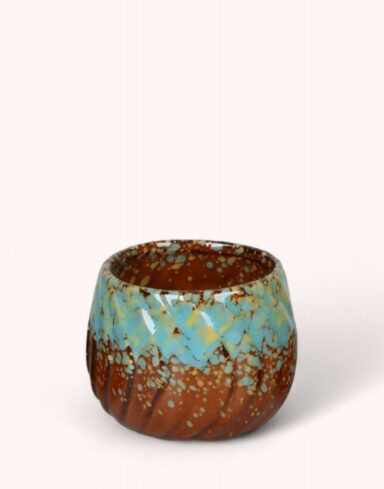 Cache-pot Céramique bleu et marron 6cm