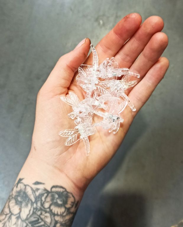Pinces transparentes Libellules X10 pour Tuteur Plante